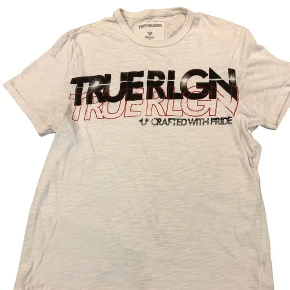 True Religion White Retro‎ Logo Tee Shirt M